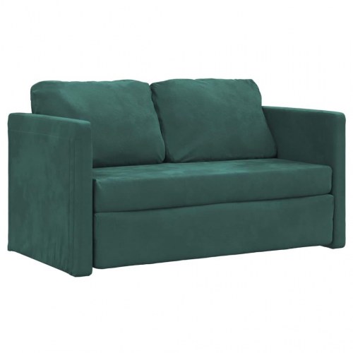 2-i-1 sovesofa i velour - mørkegrøn, 122×204×55 cm