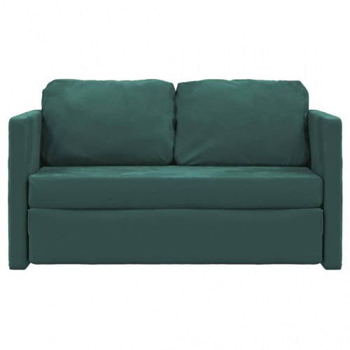 2-i-1 sovesofa i velour - mørkegrøn, 122×204×55 cm