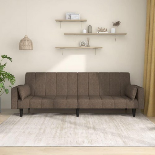 2-personers sovesofa med 2 puder - stof, gråbrun