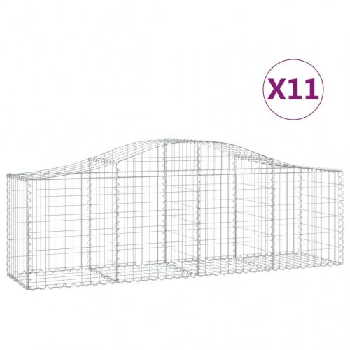 Buede gabionkurve - 11 stk. 200×50×60/80 cm i galvaniseret jern