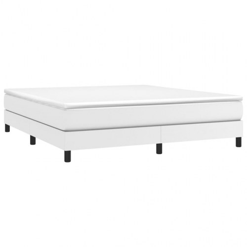 Boxspring sengeramme 160 x 200 cm i hvidt kunstlæder