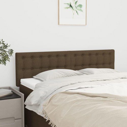 Sengegavl i stof - 144×5×78/88 cm, mørkebrun, polstret med knapper