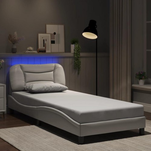 Sengeramme med LED Hvar 80 x 200 cm - hvid