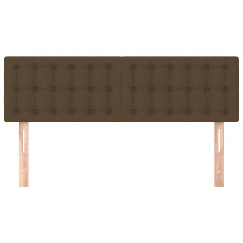 Sengegavl i stof - 144×5×78/88 cm, mørkebrun, polstret med knapper