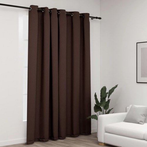 Mørklægningsgardin med øjer 290 × 245 cm - hør-look, gråbrun