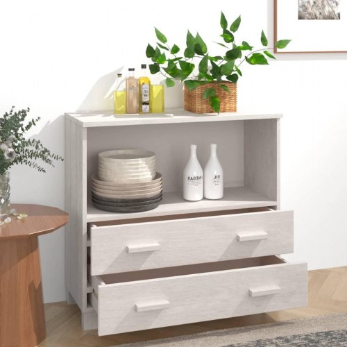 Skænk HAMAR 85 x 35 x 80 cm i massivt fyrretræ - hvid