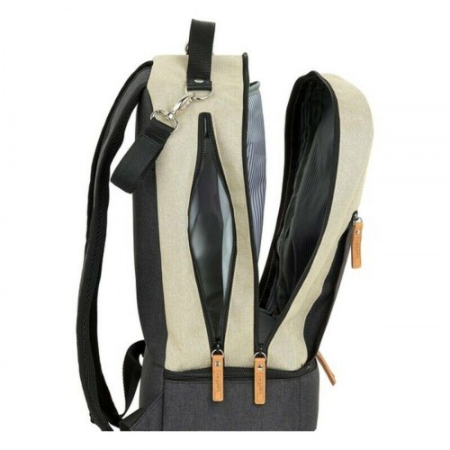 Safta M883 sportstaske med skoholder - Beige/Mørkegrå, 15 l