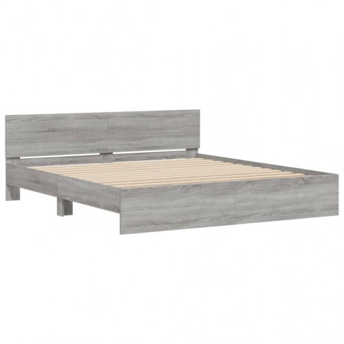Sengeramme med sengegavl 160 x 200 cm - grå sonoma-eg