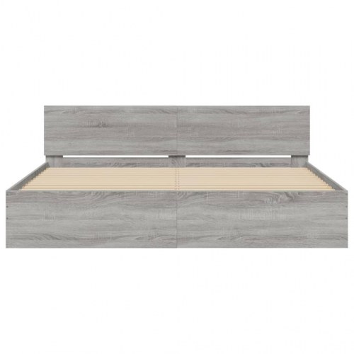 Sengeramme med sengegavl 160 x 200 cm - grå sonoma-eg