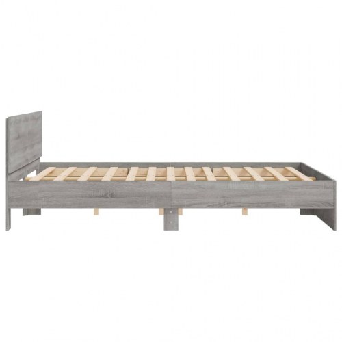 Sengeramme med sengegavl 160 x 200 cm - grå sonoma-eg