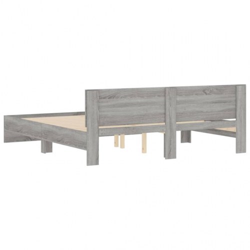 Sengeramme med sengegavl 160 x 200 cm - grå sonoma-eg