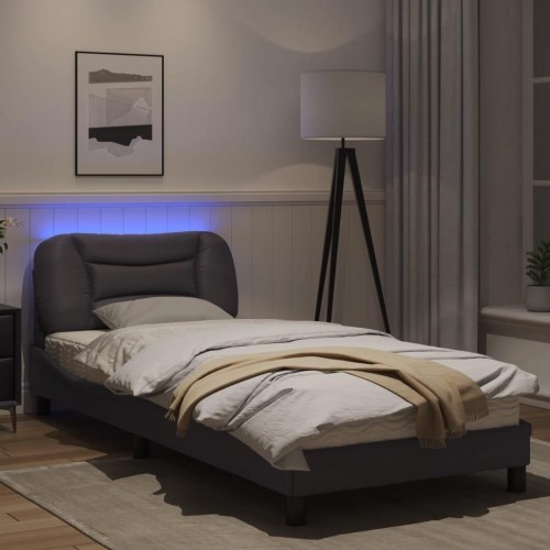 Sengeramme med LED Hvar 90 x 200 cm - grå