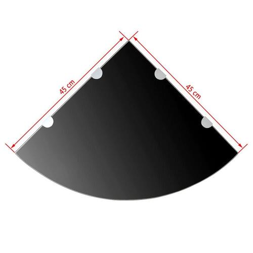 Hjørnehylde med krombeslag glas sort 45x45 cm