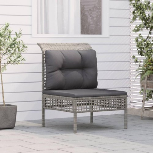 Midtermodul til havesofa med hynde polyrattan grå