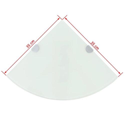 Hjørnehylde m. krombeslag hvidt glas 35x35 cm