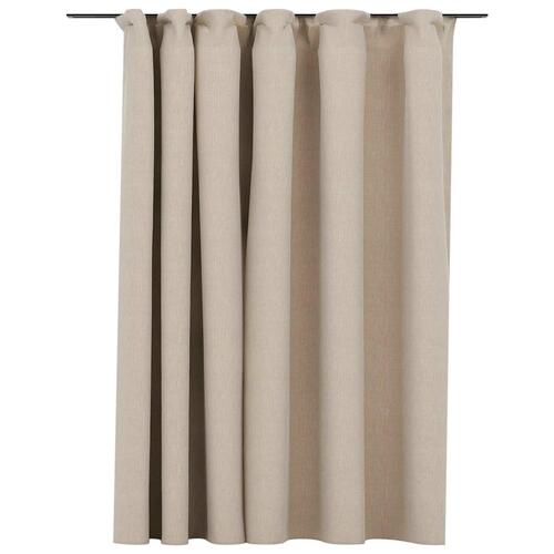 Mørklægningsgardin med kroge hør-look 290x245 cm beige
