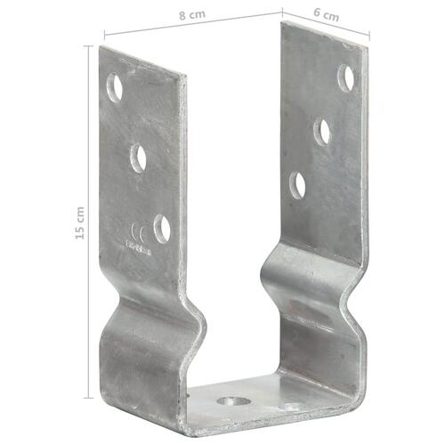Jordankre 6 stk. 8x6x15 cm galvaniseret stål sølvfarvet