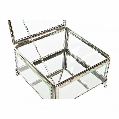 Smykkeskrin i krystal og metal, sølvfarvet - 16 x 16 x 10 cm