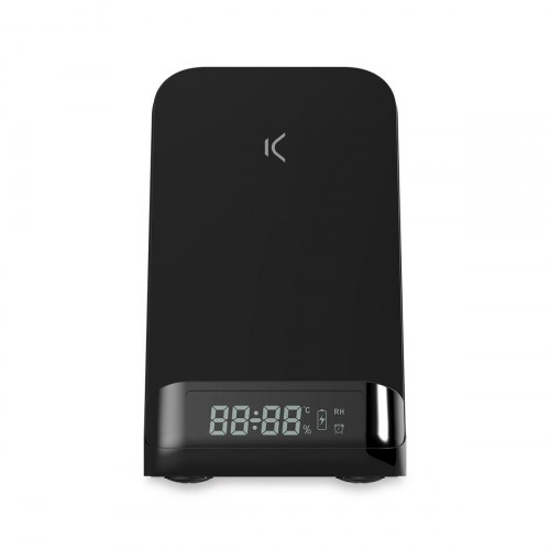 KSIX trådløs oplader med vækkeur - 15 W, sort