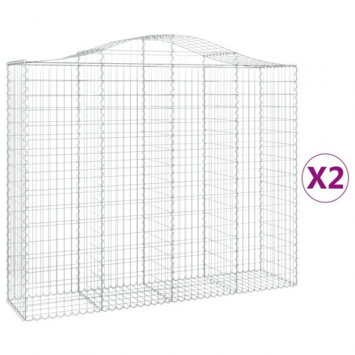 Buede gabionkurve - 2 stk. 200×50×160/180 cm i galvaniseret jern