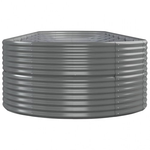 Oval plantekasse 584 x 140 x 68 cm i pulverlakeret stål - grå