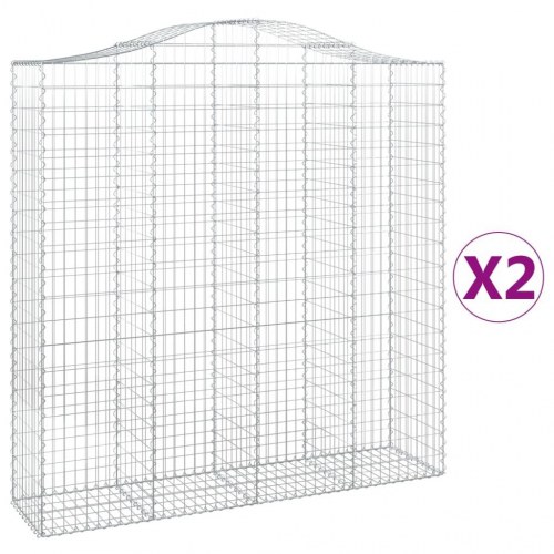 Buede gabionkurve - 2 stk. 200×50×200/220 cm i galvaniseret jern
