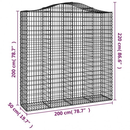 Buede gabionkurve - 2 stk. 200×50×200/220 cm i galvaniseret jern