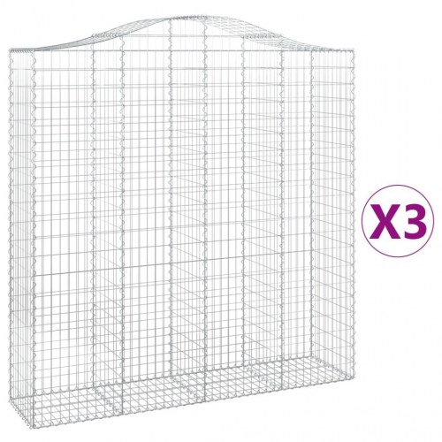 Buede gabionkurve 3 stk. 200x50x200/220 cm galvaniseret jern