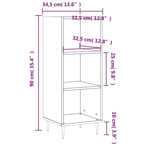 Skænk 34,5x32,5x90 cm konstrueret træ hvid