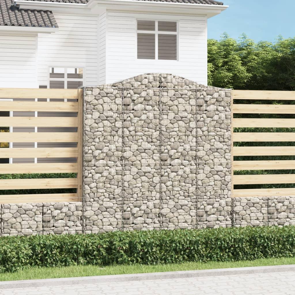 Buede gabionkurve 2 stk. - 200×50×220/240 cm i galvaniseret jern