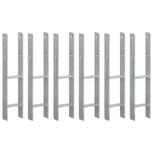 Hegnspløkker 6 stk. 12x6x60 cm galvaniseret stål sølvfarvet