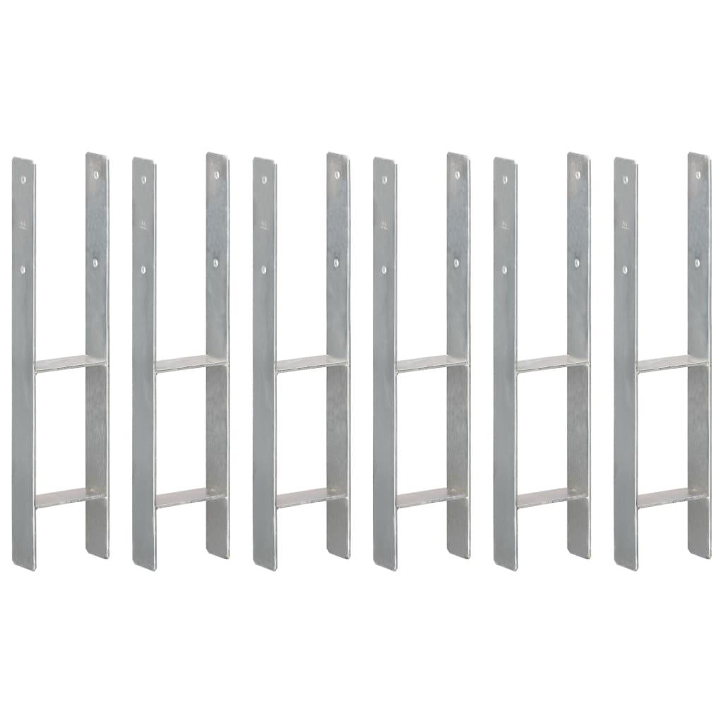 Hegnspløkker 6 stk. 12x6x60 cm galvaniseret stål sølvfarvet