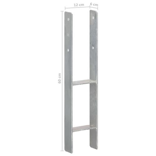 Hegnspløkker 6 stk. 12x6x60 cm galvaniseret stål sølvfarvet