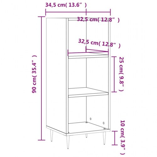 Skænk 34,5x32,5x90 cm konstrueret træ hvid
