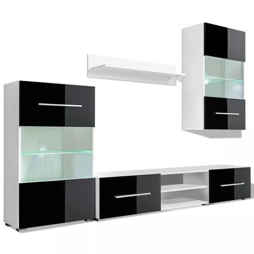 TV-møbel i fem dele med LED-belysning sort