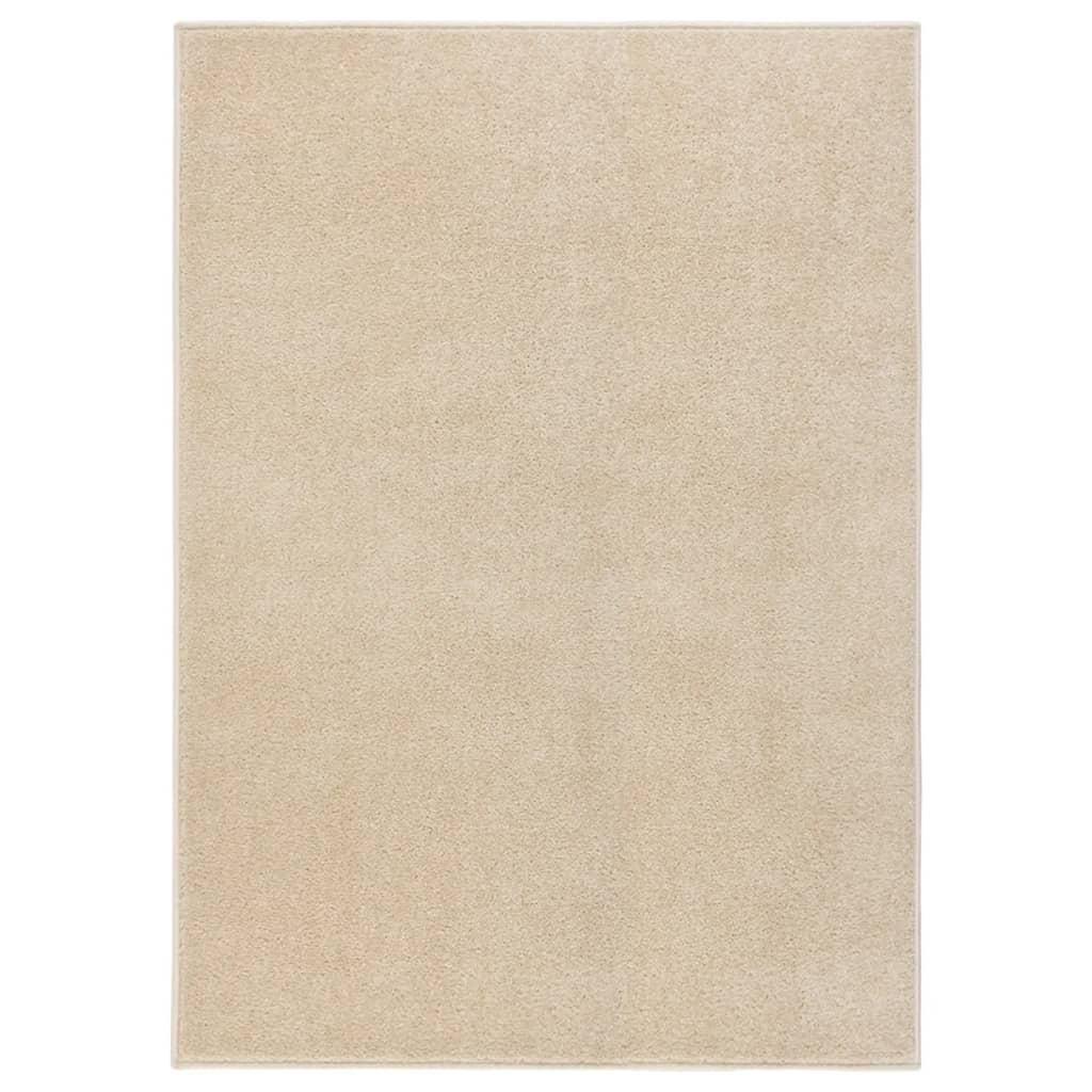 Gulvtæppe 140x200 cm kort luv beige