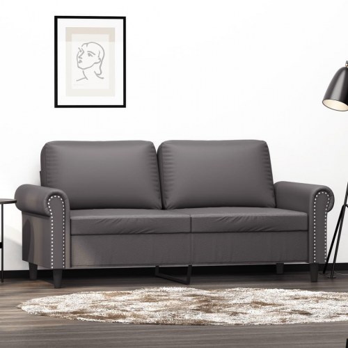 2-personers sofa i kunstlæder - grå, sædebredde 140 cm
