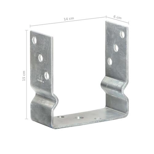 Jordankre 6 stk. 14x6x15 cm galvaniseret stål sølvfarvet