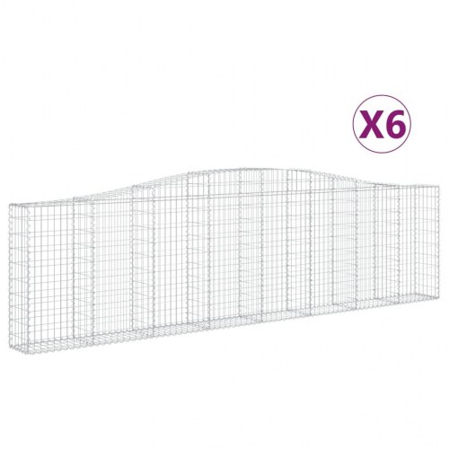 Buede gabionkurve - 6 stk. 400 × 30 × 100/120 cm i galvaniseret jern