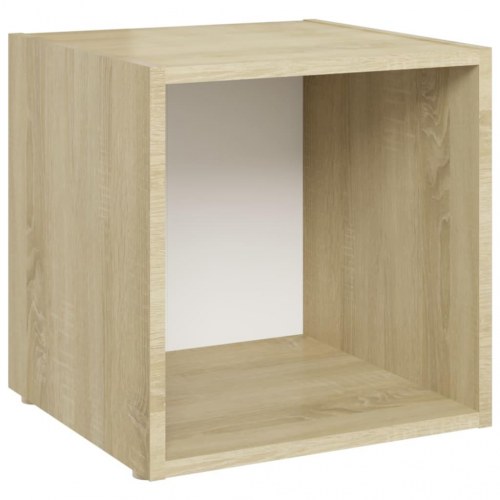 Tv-borde 2 stk. 37x35x37 cm konstrueret træ hvid og sonoma-eg