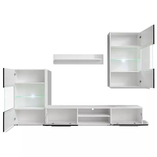 TV-møbel i fem dele med LED-belysning sort