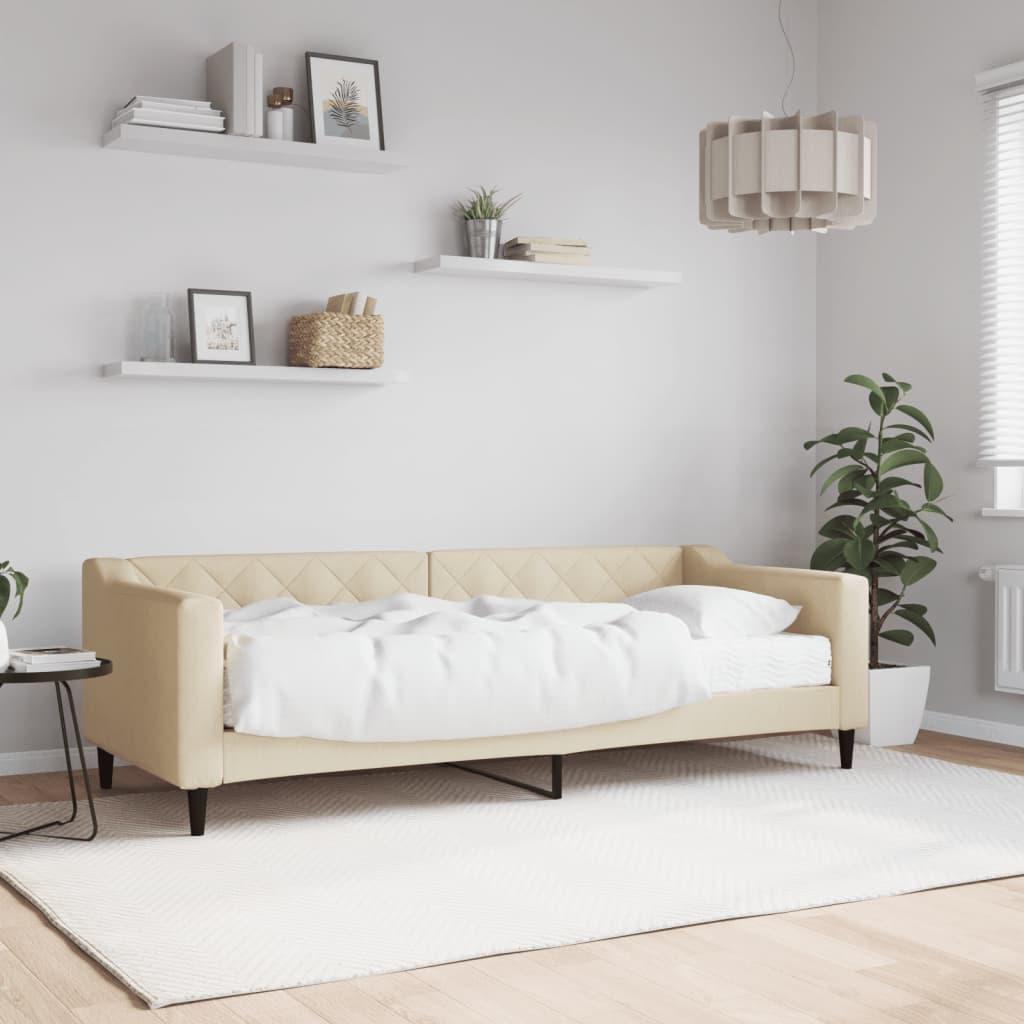 Daybed Stof Farvet Creme - med madras / 80 x 200 cm