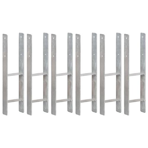 Hegnspløkker 6 stk. 14x6x60 cm galvaniseret stål sølvfarvet