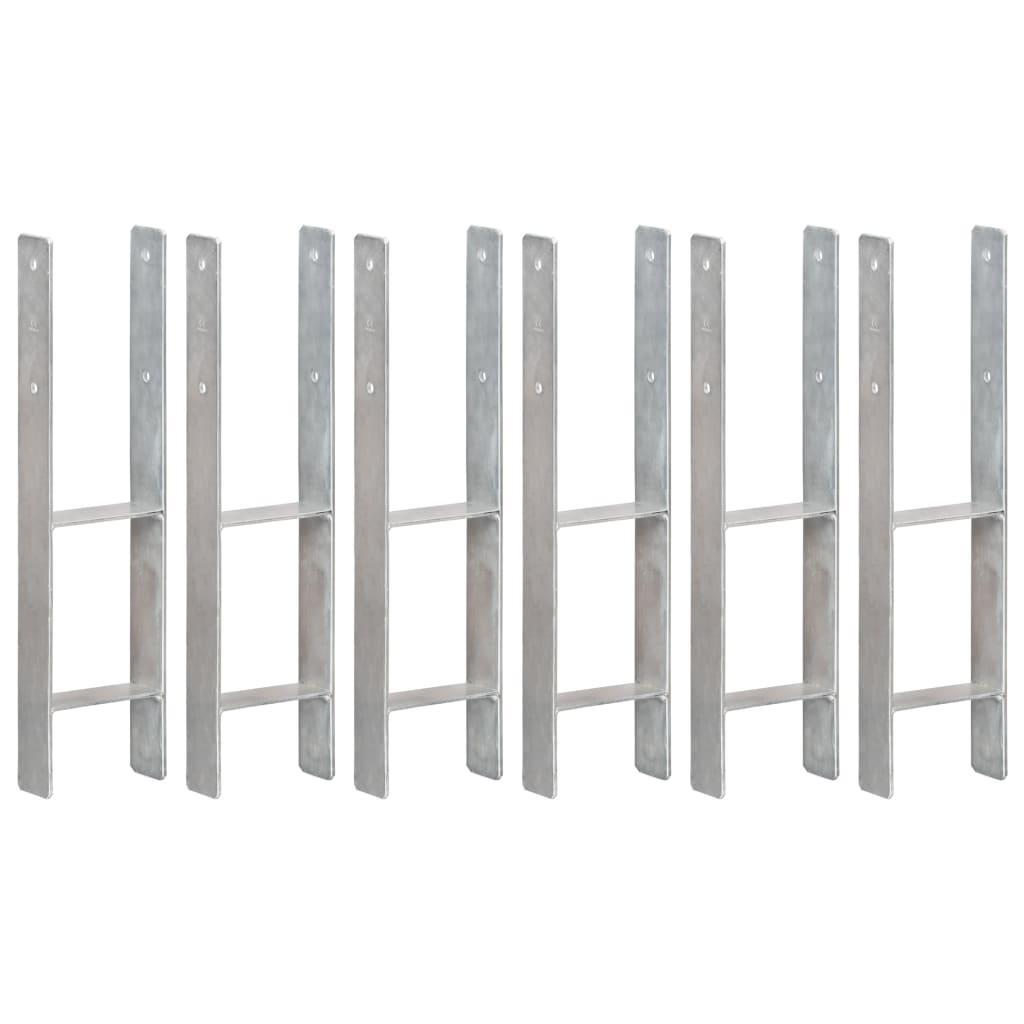 Hegnspløkker 6 stk. 14x6x60 cm galvaniseret stål sølvfarvet