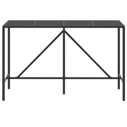 Barbord med glasplade 180x70x110 cm polyrattan sort