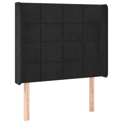 Sengegavl med kanter i fløjl 93 x 16 x 118/128 cm - sort
