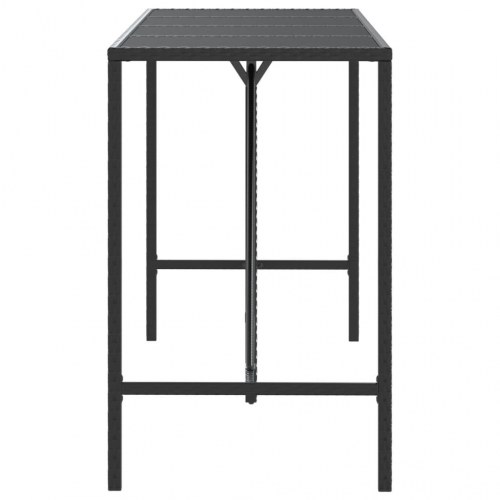Barbord med glasplade 180x70x110 cm polyrattan sort