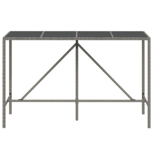 Barbord med glasplade 180×70×110 cm i grå polyrattan
