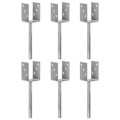 Hegnspløkker 6 stk. 7x6x30 cm galvaniseret stål sølvfarvet