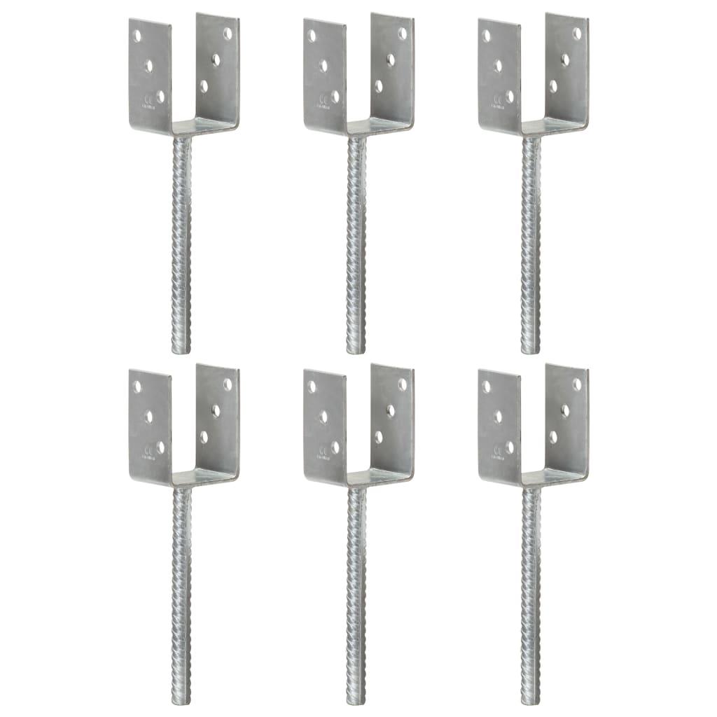 Hegnspløkker 6 stk. 7x6x30 cm galvaniseret stål sølvfarvet